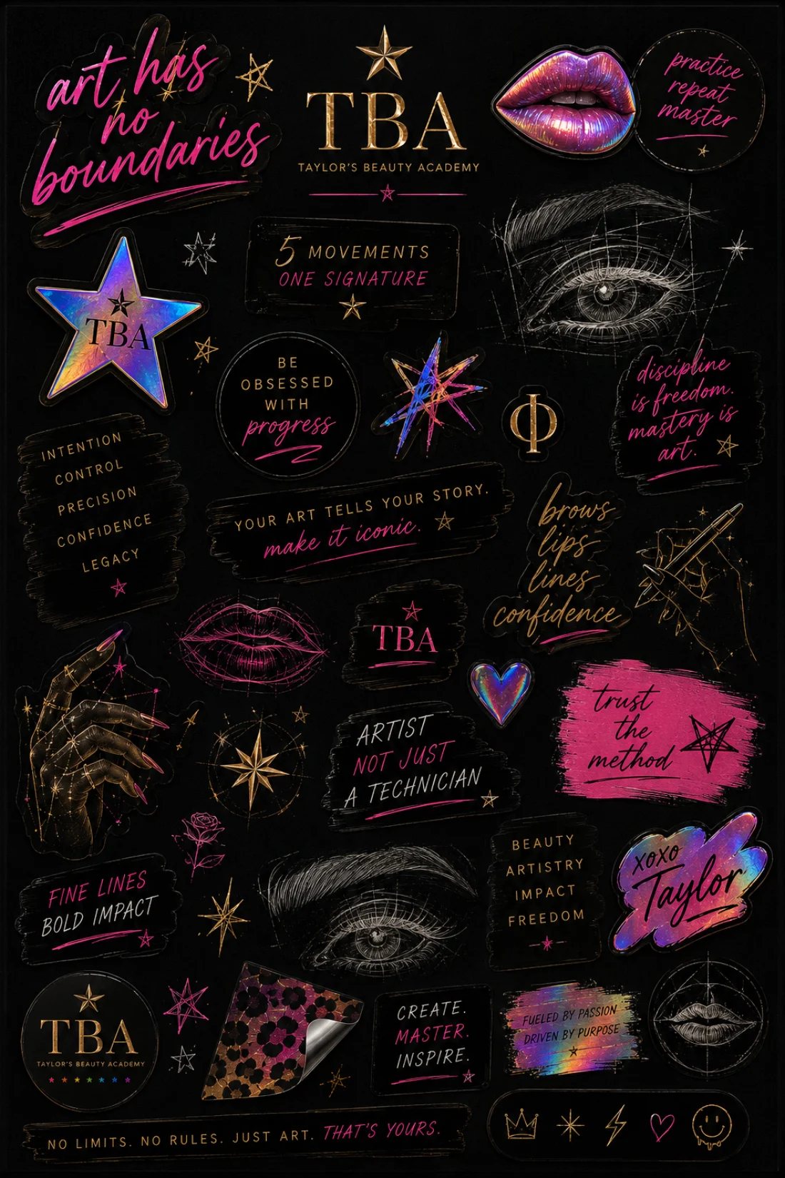 Taylor'd Beauty brand stickers